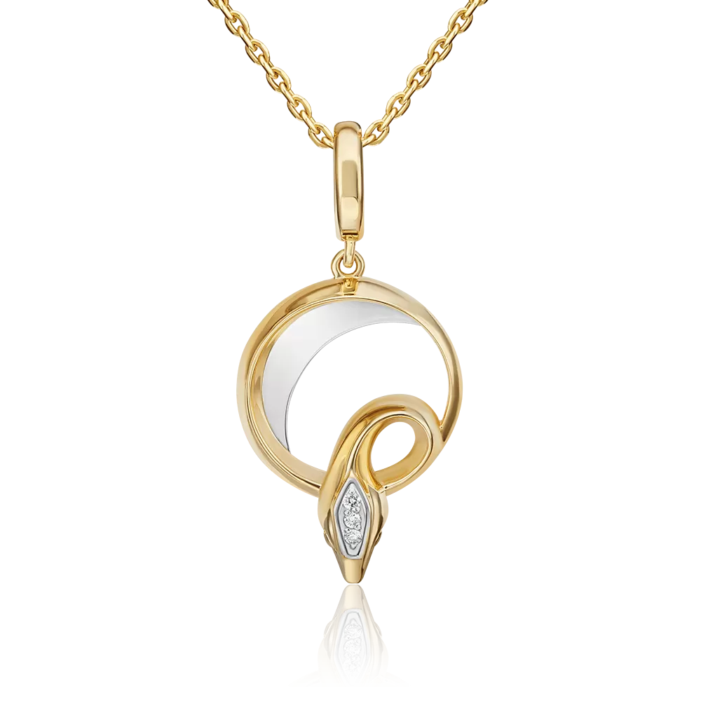 Подвеска «Змея. Безграничность возможностей» из комбинированного золота с бриллиантами 03-3282-00-101-1121