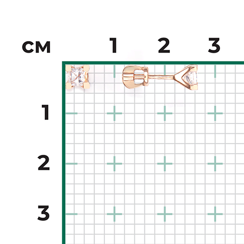 Серьги-пусеты из красного золота с фианитом 02-3821-00-401-1110