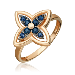 Кольцо из красного золота с сапфирами 01-5886-00-102-1110