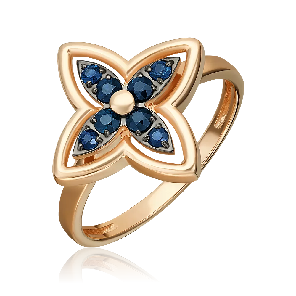 Кольцо из красного золота с сапфирами 01-5886-00-102-1110