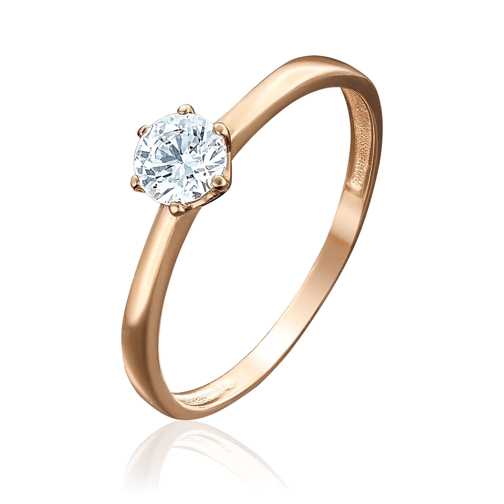 Помолвочное кольцо из красного золота с фианитом 01-3058-00-401-1110-03