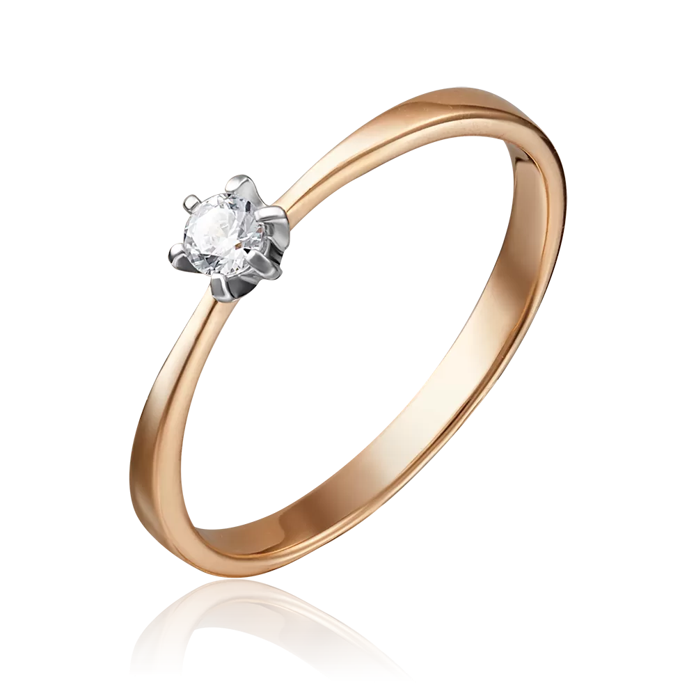 Помолвочное кольцо из комбинированного золота с фианитом 01-3074-00-401-1111-03