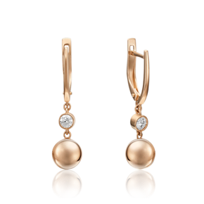 Серьги с английским замком из красного золота с фианитом 02-4492-00-401-1110