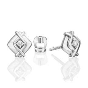 Серьги-пусеты из белого золота с бриллиантом