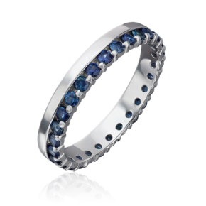 Кольцо из белого золота с сапфирами