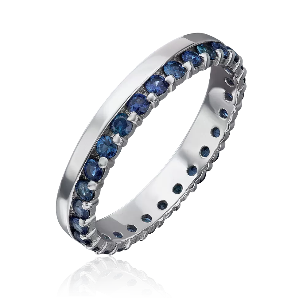 Кольцо из белого золота с сапфирами 01-1483-00-102-1120-30