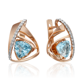Серьги с английским замком из красного золота с топазом и натуральными топазами white 02-4419-00-201-1110-57