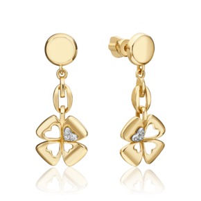 Серьги-пусеты «Клевер. Незабываемые моменты» из комбинированного золота с бриллиантами 02-4820-00-101-1121