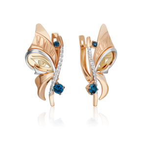 Серьги «Тайна красоты» с английским замком из комбинированного золота с топазами и натуральными топазами white 02-4866-00-201-1113