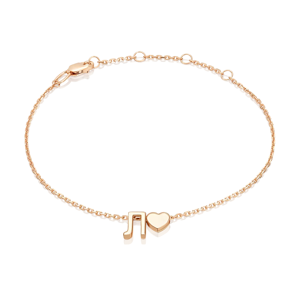 Браслет «Буква Л» из красного золота 05-0858-Л-000-1110