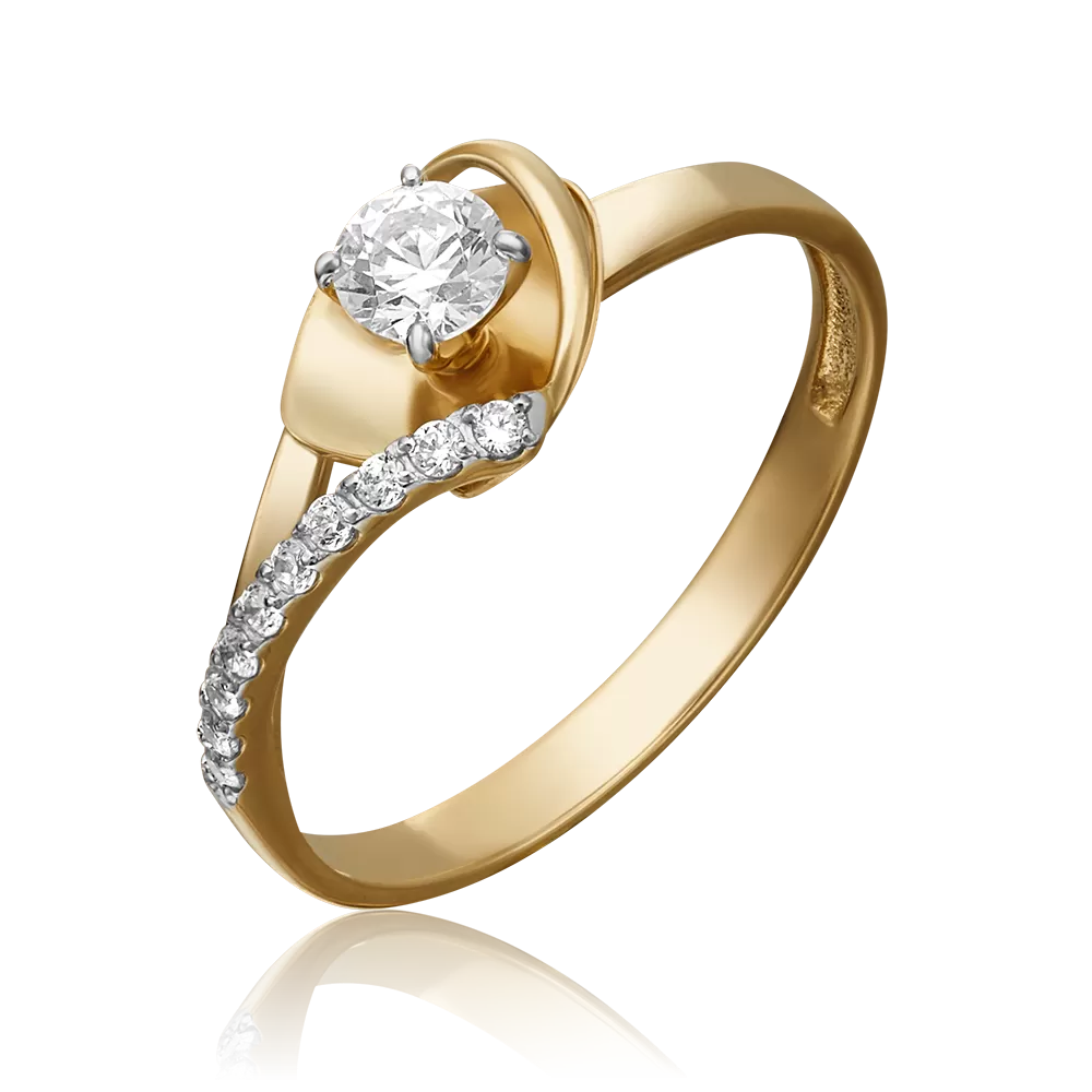 Кольцо из лимонного золота с фианитами 01-5288-00-501-1130-38