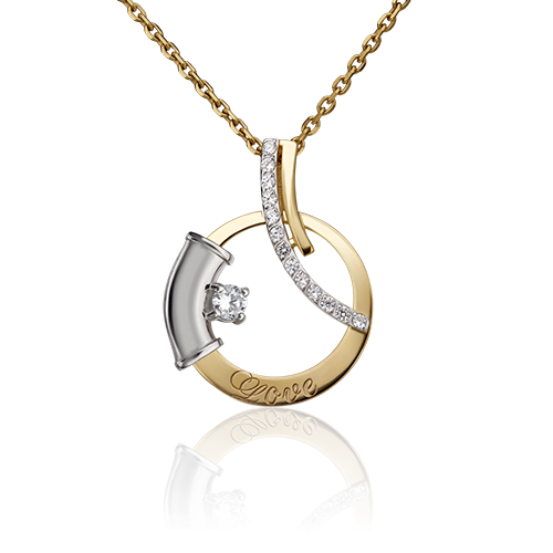 Подвеска «Любовь» из комбинированного золота с фианитами 03-2958-00-401-1121-48