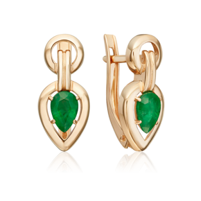 Серьги с английским замком из красного золота с изумрудом 02-5467-00-103-1110