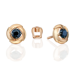 Серьги-пусеты из красного золота с сапфиром 02-5480-00-102-1110