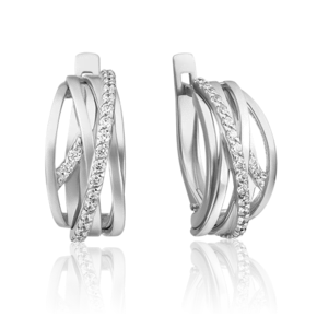 Серьги с английским замком из белого золота с фианитами 02-4540-00-401-1120-24