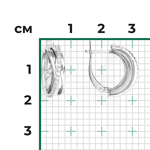 Серьги с английским замком из белого золота с фианитами 02-4540-00-401-1120-24