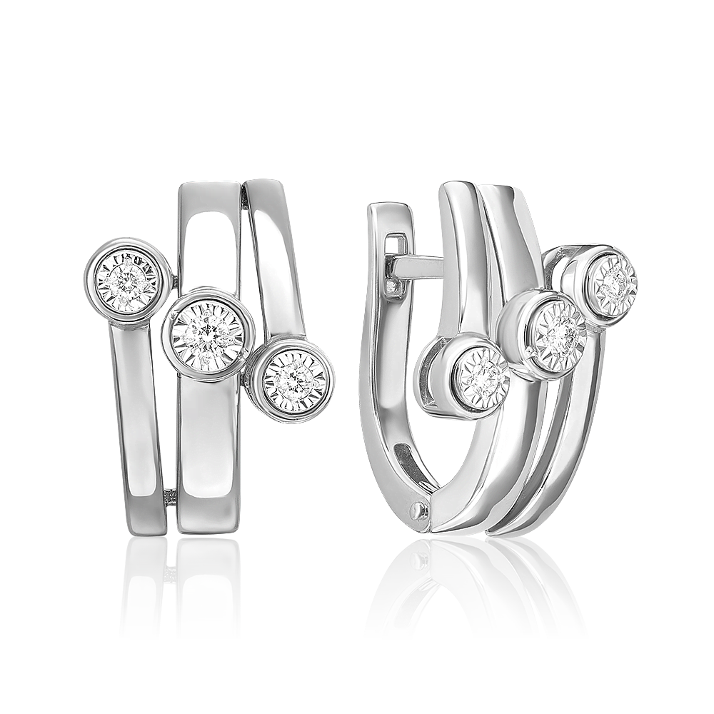 Серьги с английским замком из белого золота с бриллиантами 02-5238-00-101-1120