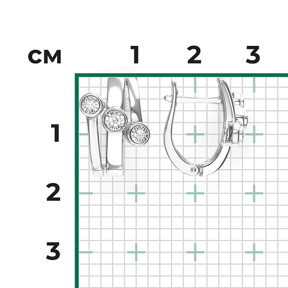 Серьги с английским замком из белого золота с бриллиантами 02-5238-00-101-1120