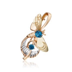 Брошь «Мелодия ночи» из комбинированного золота с топазами 04-0261-00-201-1140