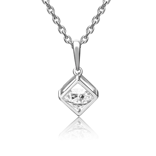 Подвеска из белого золота с фианитом 03-2972-00-501-1120-38