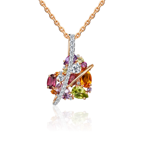 Подвеска «Сердце» из красного золота с миксом камней 03-3123-00-252-1110-46