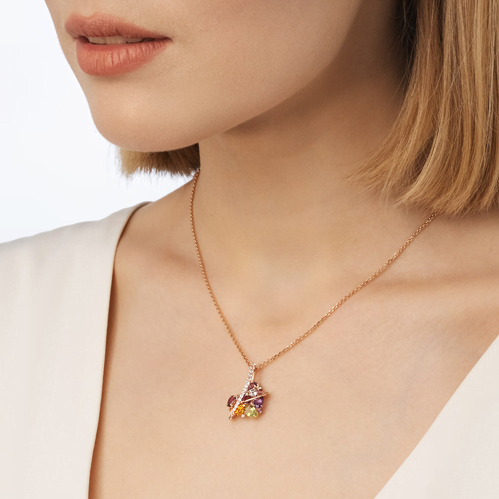 Подвеска «Сердце» из красного золота с миксом камней 03-3123-00-252-1110-46