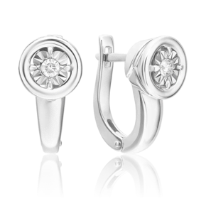 Серьги с английским замком из белого золота с бриллиантом 02-5248-00-101-1120