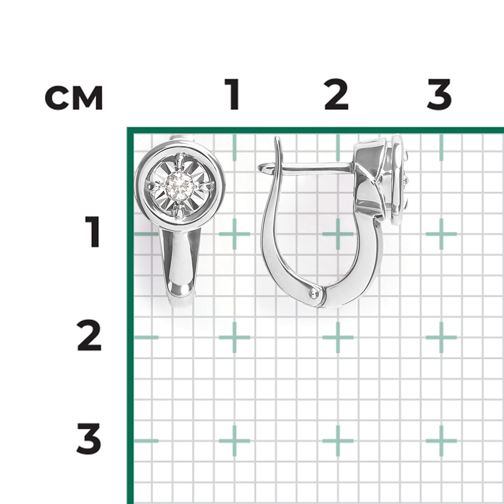 Серьги с английским замком из белого золота с бриллиантом 02-5248-00-101-1120