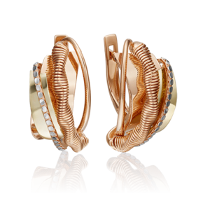 Серьги с английским замком из комбинированного золота 02-4242-00-000-1113-66