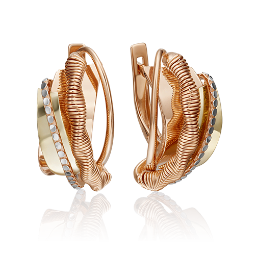 Серьги с английским замком из комбинированного золота 02-4242-00-000-1113-66