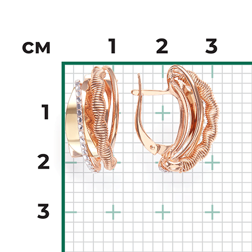 Серьги с английским замком из комбинированного золота 02-4242-00-000-1113-66