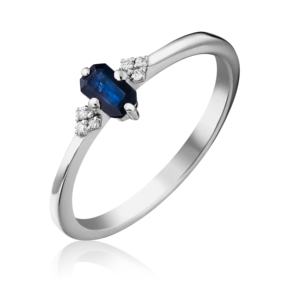 Кольцо из белого золота с сапфиром и бриллиантами 01-1459-00-105-1120-30