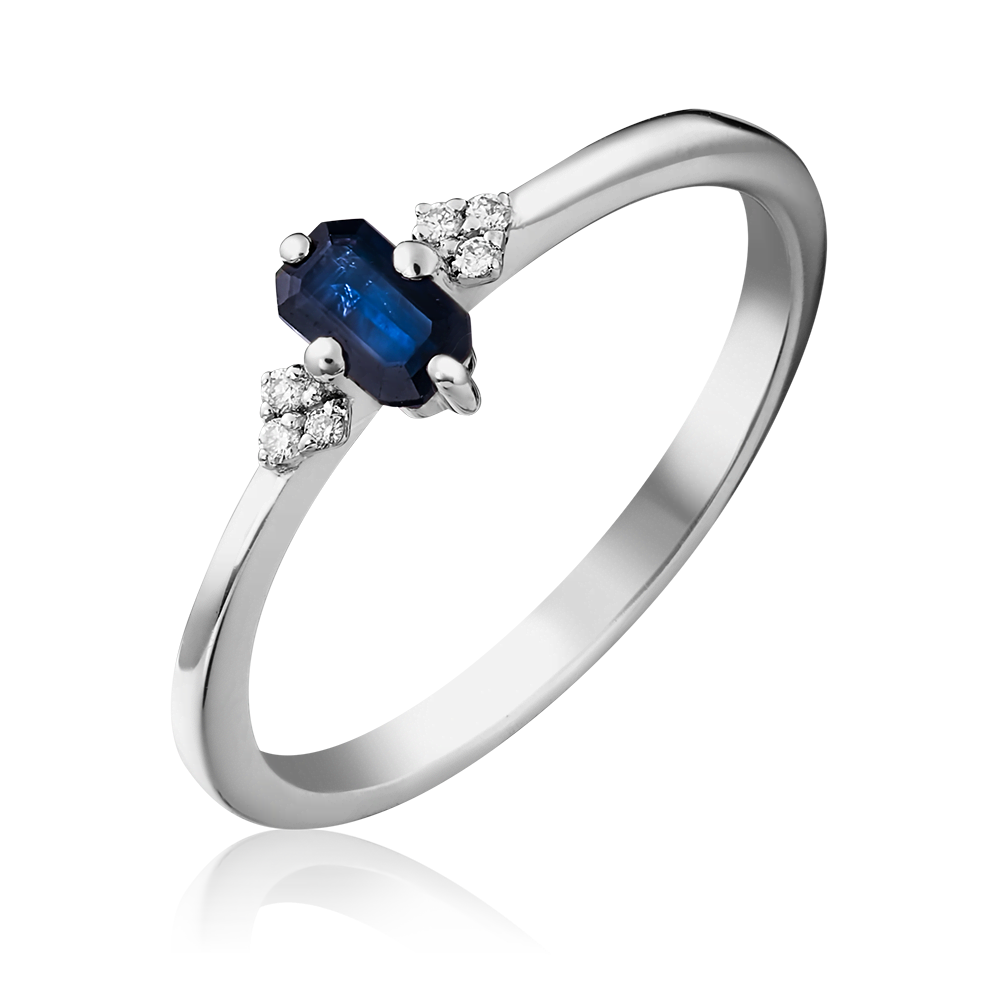 Кольцо из белого золота с сапфиром и бриллиантами 01-1459-00-105-1120-30