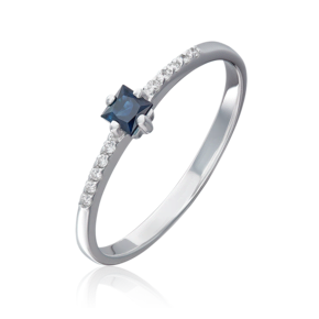Кольцо из белого золота с сапфиром и бриллиантами 01-1460-00-105-1120-30