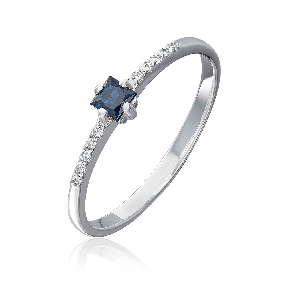 Кольцо из белого золота с сапфиром и бриллиантами 01-1460-00-105-1120-30
