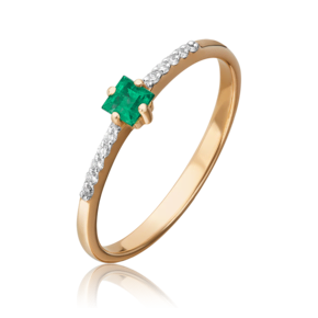 Кольцо из красного золота с изумрудом и бриллиантами 01-1460-00-106-1110-30