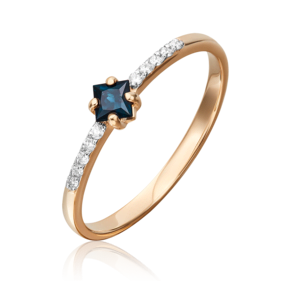 Кольцо из красного золота с сапфиром и бриллиантами 01-1485-00-105-1110-30