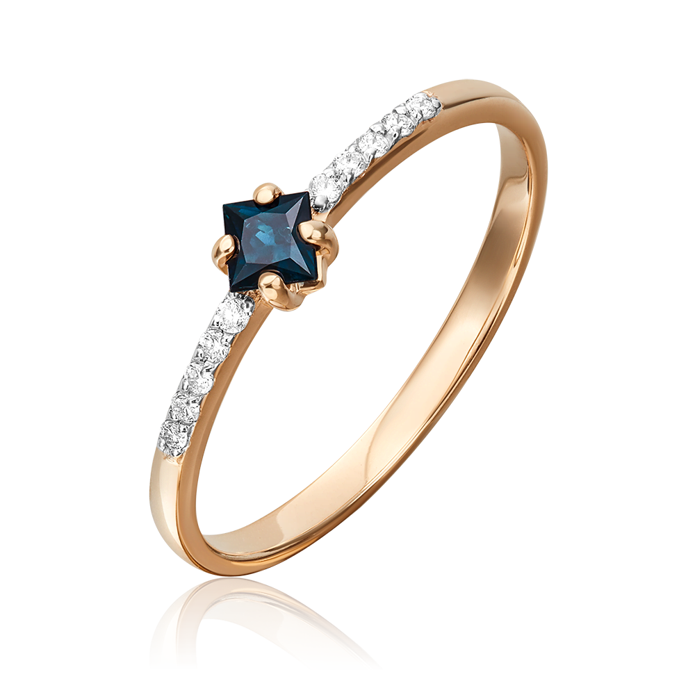 Кольцо из красного золота с сапфиром и бриллиантами 01-1485-00-105-1110-30