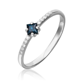 Кольцо из белого золота с сапфиром и бриллиантами 01-1485-00-105-1120-30