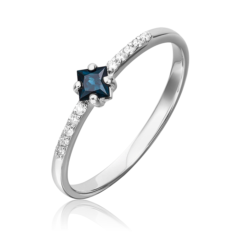 Кольцо из белого золота с сапфиром и бриллиантами 01-1485-00-105-1120-30
