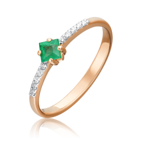 Кольцо из красного золота с изумрудом и бриллиантами 01-1485-00-106-1110-30