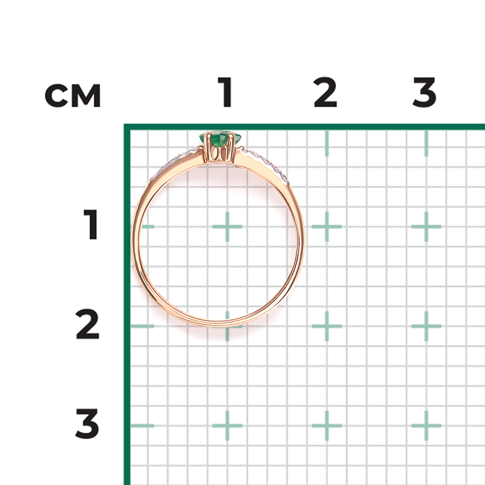Кольцо из красного золота с изумрудом и бриллиантами 01-1485-00-106-1110-30