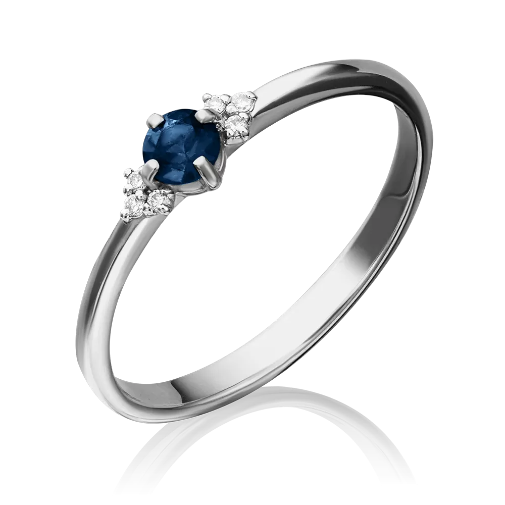 Кольцо из белого золота с сапфиром и бриллиантами 01-1486-00-105-1120-30
