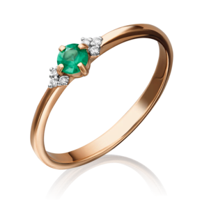 Кольцо из красного золота с изумрудом и бриллиантами 01-1486-00-106-1110-30