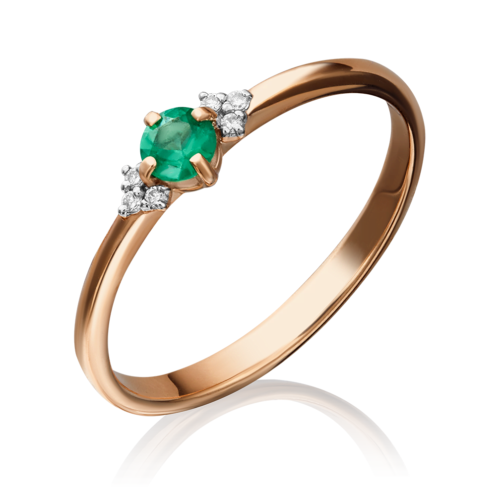 Кольцо из красного золота с изумрудом и бриллиантами 01-1486-00-106-1110-30