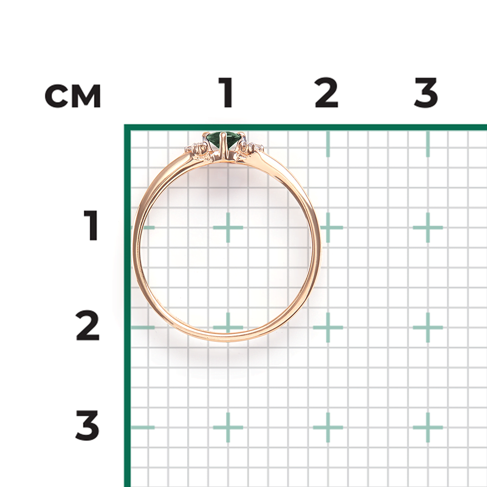 Кольцо из красного золота с изумрудом и бриллиантами 01-1486-00-106-1110-30