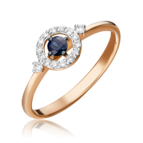 Кольцо из красного золота с сапфиром и бриллиантами 01-1487-00-105-1110-30