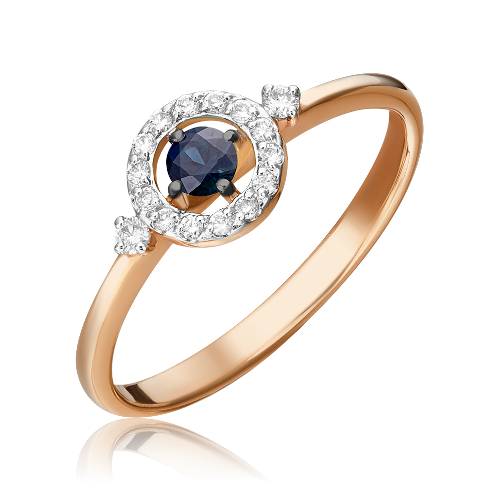 Кольцо из красного золота с сапфиром и бриллиантами 01-1487-00-105-1110-30