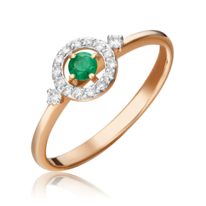 Кольцо из красного золота с изумрудом и бриллиантами 01-1487-00-106-1110-30