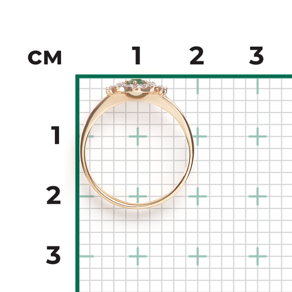 Кольцо из красного золота с изумрудом и бриллиантами 01-1487-00-106-1110-30